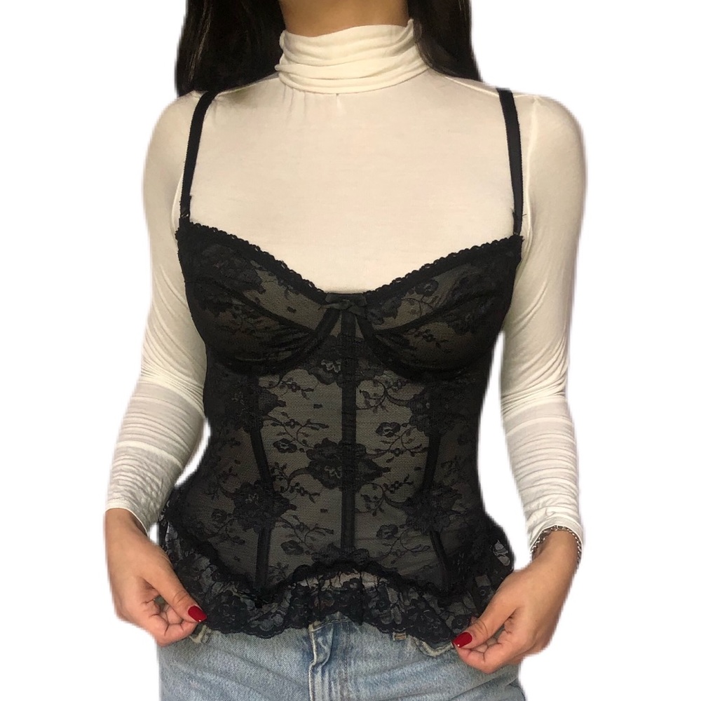 BLACK LACE BUSTIER/CORSET